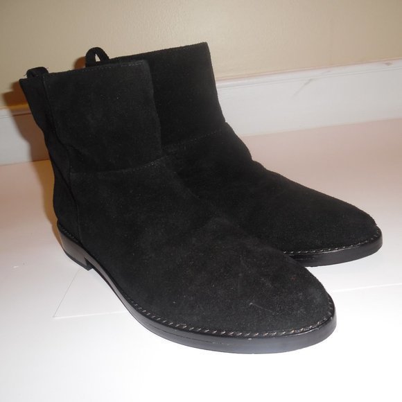 THEYSKENS THEORY Cropped Amaya Suede Ankle Boots Casual‎ Black Booties Shoes 7 - Picture 11 of 11